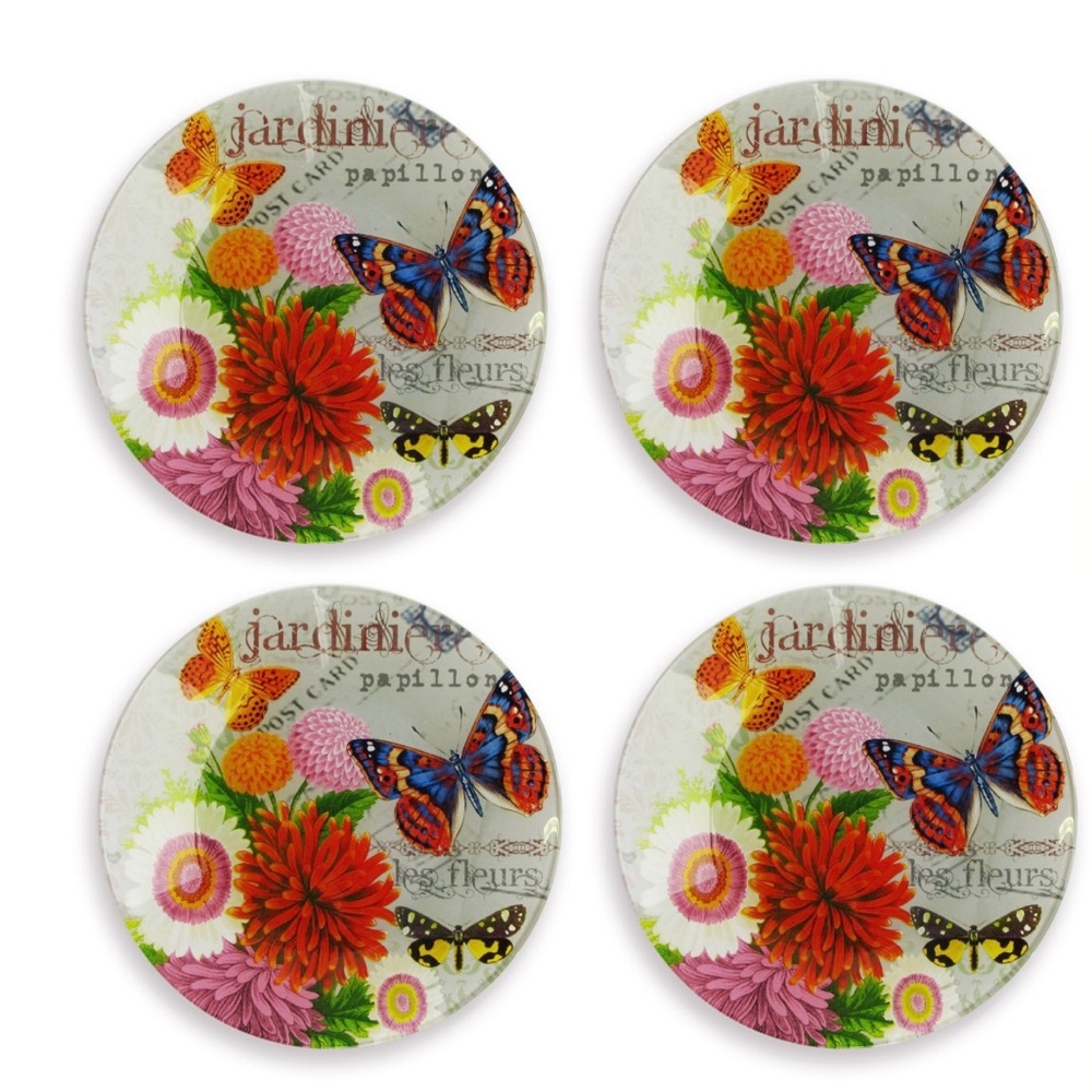 Floral and Butterfly cocktail / desert Decorative Plates Set